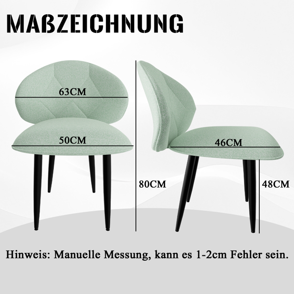 Gepolsterte Esszimmerstühle 8er Set, Moderne Stühle Esszimmer Bequeme Verbreiterte Rückenlehne Küchenstühle mit Metallfüßen-2