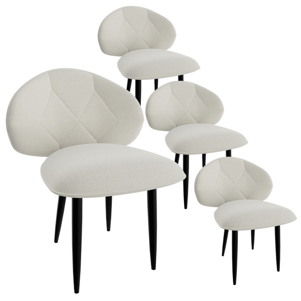 Gepolsterte Esszimmerstühle 4er Set, Moderne Stühle Esszimmer Bequeme Verbreiterte Rückenlehne Küchenstühle mit Metallfüßen-1