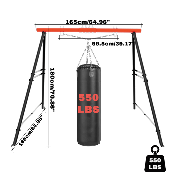 Porch Swing Frame, 550lbs Weight Capacity Swing Stand, Heavy Duty A-Frame Swing, Swing Stand Frame for Yoga Hammock Saucer Baby Porch Swing (Red, Swing NOT Included)-3