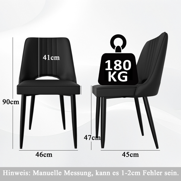 Esszimmerstühle 8er Set, Stühle Esszimmer Kunstleder mit Hoher Rückenlehne, Küchenstühle Modern mit Metallfüßen, Gepolsterter Esstisch Stühle Geeignet für Wohnzimmer Küche-2