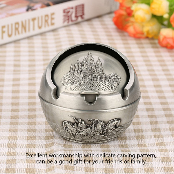 [GY03838-01]俄罗斯多色复古城堡车载带盖烟灰缸收纳箱礼品(7.5*7.5城堡古锡色)-3