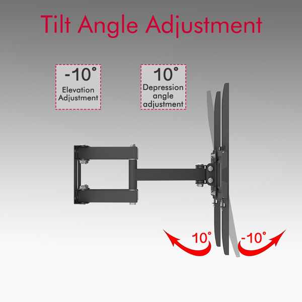 TMDS-105 上下角度10度 左右角度30度 壁挂电视架 40kg 带水平泡 最大VESA400*400 黑色-7