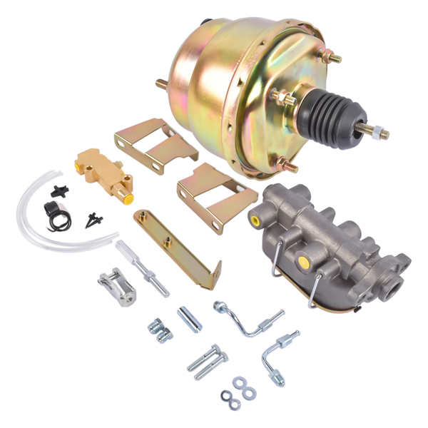 刹车盘套装 7" Dual Power Brake Booster Master Cylinder Disc Kit for Chevy Impala Bel Air Biscayne 1959-1964-4