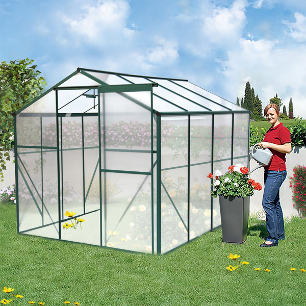 聚碳酸酯温室，6'x 8' 重型步入式植物花园温室，适用于后院/户外-9