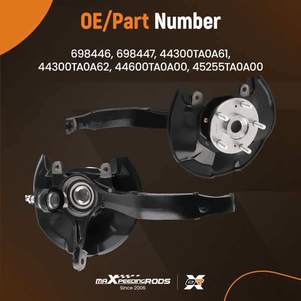 Pair Front Steering Knuckle+Wheel Hub Bearing for Honda Accord Acura TSX 08~12	-6