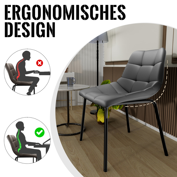 Esszimmerstühle 8er Set, Stühle Esszimmer Kunstleder mit Hoher Rückenlehne, Küchenstühle Modern mit Metallfüßen, Gepolsterter Esstisch Stühle Geeignet für Wohnzimmer Küche-4