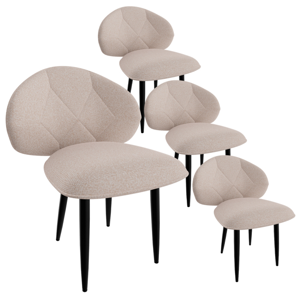 Gepolsterte Esszimmerstühle 4er Set, Moderne Stühle Esszimmer Bequeme Verbreiterte Rückenlehne Küchenstühle mit Metallfüßen-1
