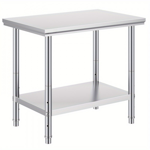 35 × 24 × 31 inch stainless steel commercial workbench, 700 pound super load capacity+3-speed height adjustment, professional level meal preparation workstation for kitchen/dining room/garage/backyard-1