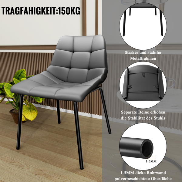 Esszimmerstühle 8er Set, Stühle Esszimmer Kunstleder mit Hoher Rückenlehne, Küchenstühle Modern mit Metallfüßen, Gepolsterter Esstisch Stühle Geeignet für Wohnzimmer Küche-5