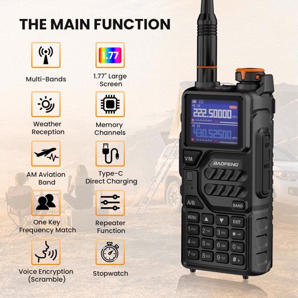 BAOFENG K5PLUS 10w Ham Radio Long Range (Upgraded of UV-5R) Portable Handheld Walkie Talkies Long Distance, Two Way Radio with Copy Frequency, AM,USB-C Charging, NOAA Weather Receiver for Hunting,-5