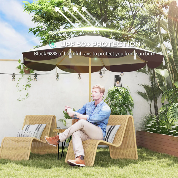 8.7 FT Elegance Patio Umbrella, UPF 50+ Outdoor Market Umbrella with 8 Ribs, Beige -11