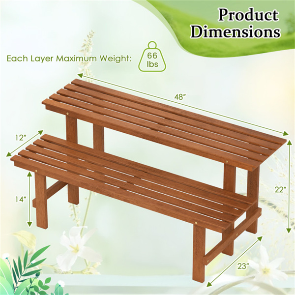 双层木本植物架、阶梯式花盆架  （amazon shipping-发货，WALMART 禁止销售）-5