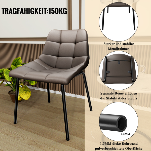 Esszimmerstühle 8er Set, Stühle Esszimmer Kunstleder mit Hoher Rückenlehne, Küchenstühle Modern mit Metallfüßen, Gepolsterter Esstisch Stühle Geeignet für Wohnzimmer Küche-3