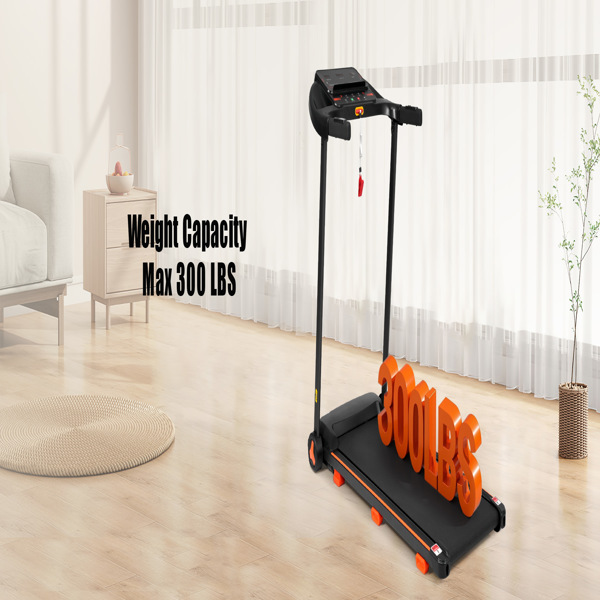 全新家用跑步机，2.5HP 静音折叠跑步机，带心率传感器，承重 300 磅，7.5 英里/小时，倾斜跑步机，带 USB 充电站和蓝牙扬声器，6 个减震装置-19