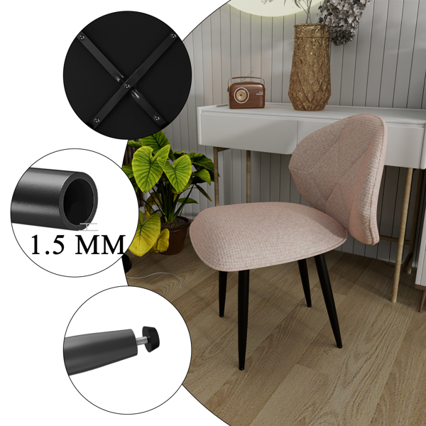 Gepolsterte Esszimmerstühle 4er Set, Moderne Stühle Esszimmer Bequeme Verbreiterte Rückenlehne Küchenstühle mit Metallfüßen-3