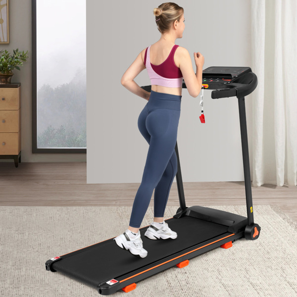 全新家用跑步机，2.5HP 静音折叠跑步机，带心率传感器，承重 300 磅，7.5 英里/小时，倾斜跑步机，带 USB 充电站和蓝牙扬声器，6 个减震装置-11