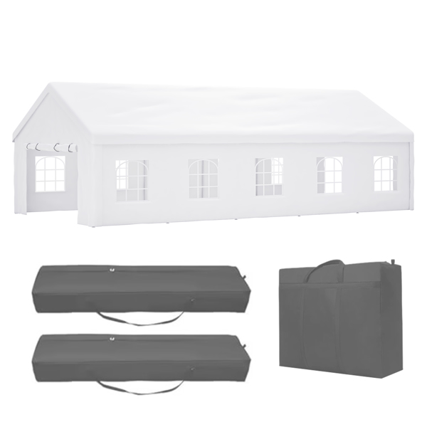 16x32 FT Party Tent with 3 Storage Bags & Removable Sidewalls, Outdoor Canopy Gazebo for Carport Camping Garden Wedding BBQ Commercial-8