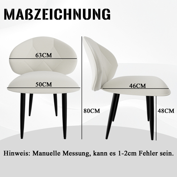 Gepolsterte Esszimmerstühle 8er Set, Moderne Stühle Esszimmer Bequeme Verbreiterte Rückenlehne Küchenstühle mit Metallfüßen-2