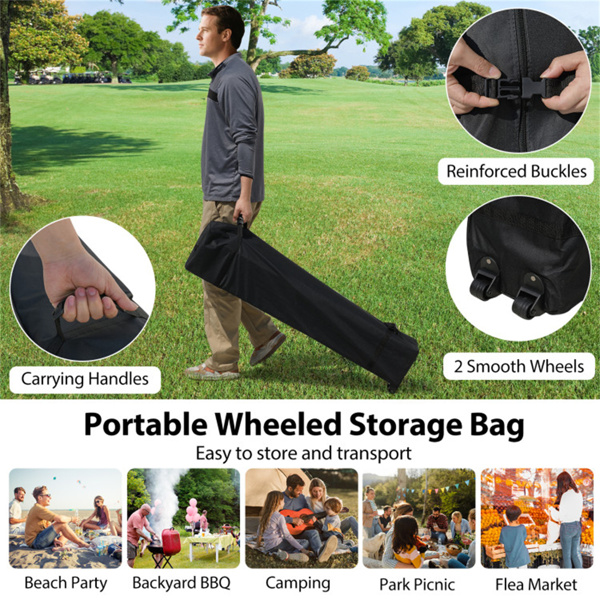 10 X 10英尺弹出式雨棚帐篷带轮式包和1个侧墙 - 粉色（amazon shipping-发货，WALMART禁止销售）周末不发货-9