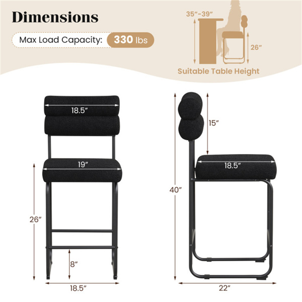 2个柜台高酒吧凳26''柜台凳黑色  （amazon shipping-发货，WALMART禁止销售）-4