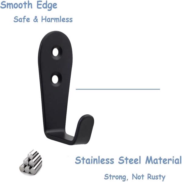 5-piece set of large L-shaped stainless steel hooks, entrance door panels, wardrobe and schoolbag (black)-5