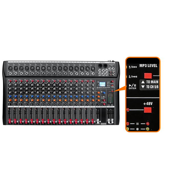 A1-16路调音台美标宽压 Digital 16-Channel Mixer Sound Board Console Wireless Live Studio Audio Mixer Power Mixing USB (110V-220V)-5