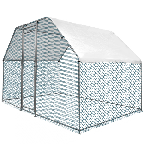 2*3*2m/6.5x9.8x6.5 ft 平顶鸡舍 拼接 180gPE雨布 金属 铁鸡兔笼-1
