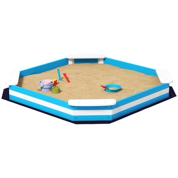 蓝色儿童沙箱，带4个角座，52英寸x 52英寸x 6英寸  （amazon shipping-发货，WALMART/TEMU禁止销售-1