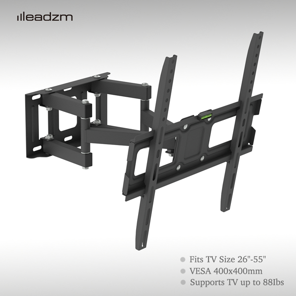 TMDS-105 上下角度10度 左右角度30度 壁挂电视架 40kg 带水平泡 最大VESA400*400 黑色-9
