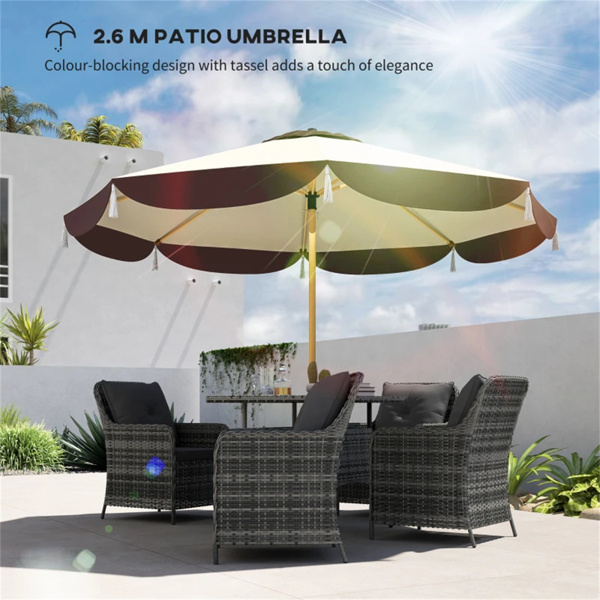 8.7 FT Elegance Patio Umbrella, UPF 50+ Outdoor Market Umbrella with 8 Ribs, Beige -5