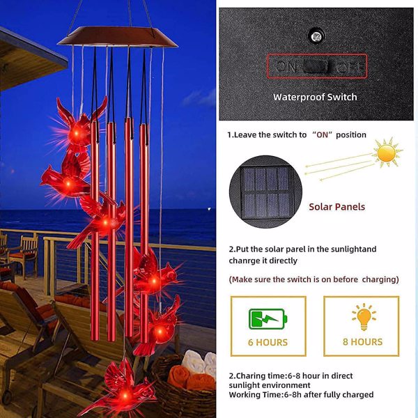 Solar Wind Chime Lights LED Color Changing Hanging Lamp Bird Ball Garden Decor for Home Party Night Garden Decoration-5