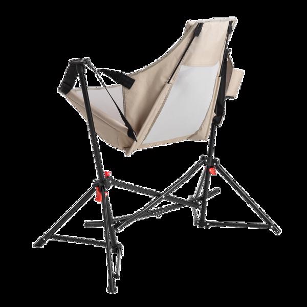 Hammock Camping Chair, Folding Portable Rocking Chair, Aluminum Alloy Adjustable Back Swinging Chair with Pillow Cup Holder, Recliner with Carry Bag for Outdoor Travel Lawn Backyard, KHAKI-12
