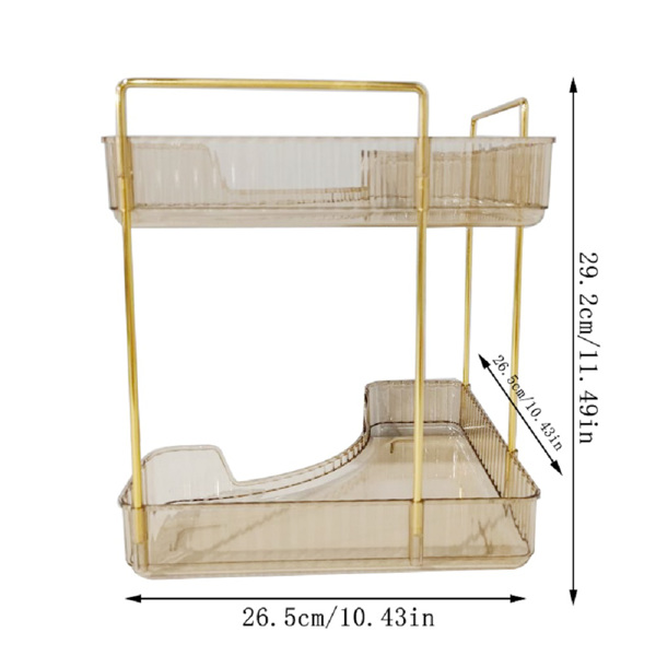 Make up Organizer, Kosmetik Organizer, Beauty Organizer, Hautpflege Organizer für Bad Schminktisch (2 Schichten, Bernstein)-4