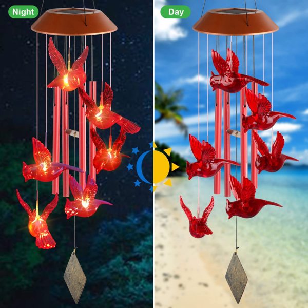 Solar Wind Chime Lights LED Color Changing Hanging Lamp Bird Ball Garden Decor for Home Party Night Garden Decoration-2