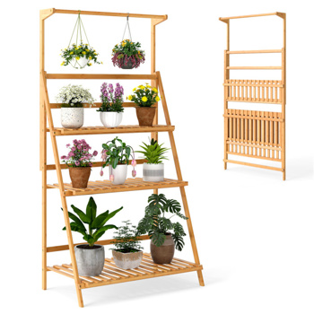 二合一植物架三层竹制悬挂植物架  （amazon shipping-发货，WALMART禁止销售）