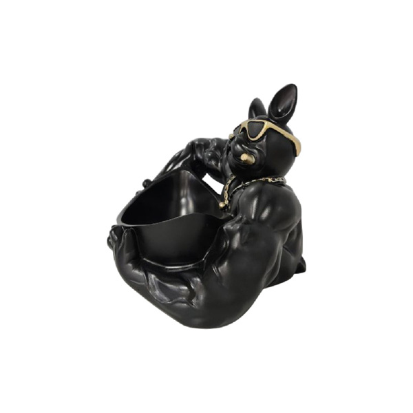 Bulldog Storage Sculpture, Resin Cool Dog Bulldog Statue Storage Tray, Bulldog Tray Ornament Key Snack Holder-4