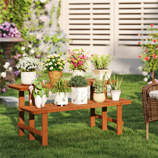 双层木本植物架、阶梯式花盆架  （amazon shipping-发货，WALMART 禁止销售）-7