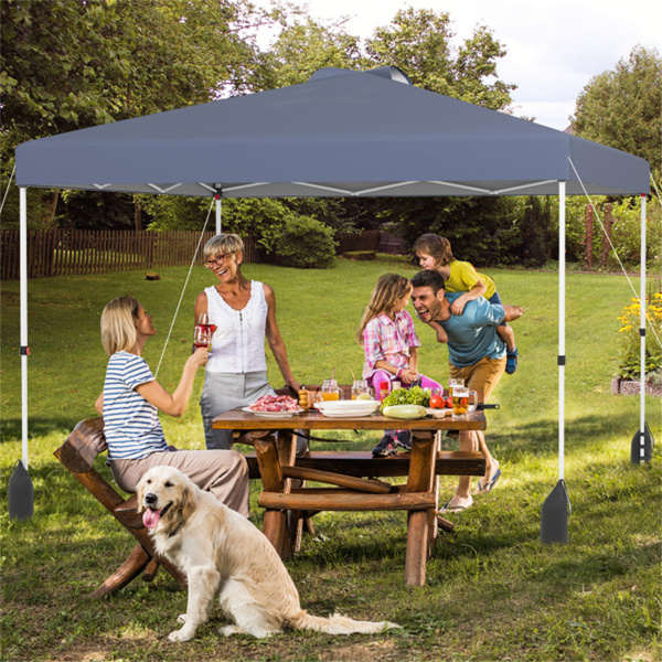 10 X 10 FT Gray Pop up Tent with Wheeled Bag and  1 Sidewall -8