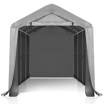 8X12FT  深灰色  4围  三间式框架   汽车棚 灰色喷塑铁管 25mm管径 140G PE布 储物棚 3围1门