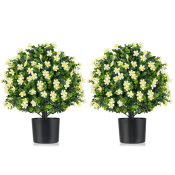 2包逼真的人造盆栽植物-白色   （amazon shipping-发货，WALMART禁止销售）
