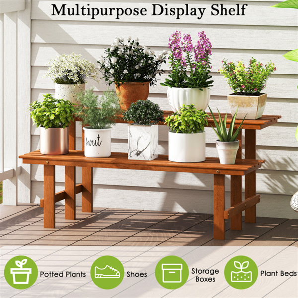 双层木本植物架、阶梯式花盆架  （amazon shipping-发货，WALMART 禁止销售）-9