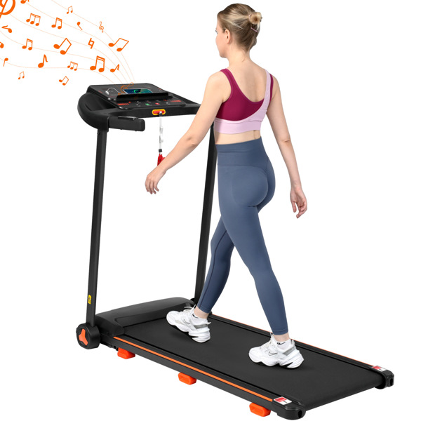 全新家用跑步机，2.5HP 静音折叠跑步机，带心率传感器，承重 300 磅，7.5 英里/小时，倾斜跑步机，带 USB 充电站和蓝牙扬声器，6 个减震装置-33