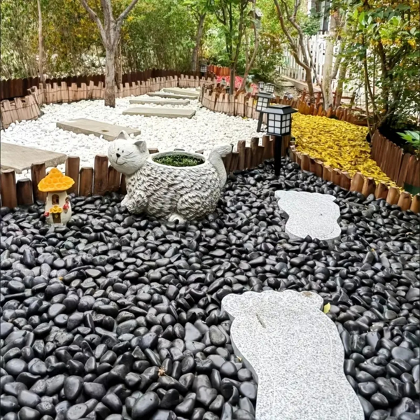 18磅黑色鹅卵石用于植物，2-3英寸高的抛光天然大河石用于景观美化，装饰石花瓶填充鱼缸水族馆花园户外和室内DIY（周末不发货，禁售亚马逊）-9