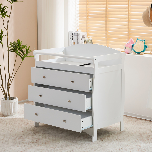 White 3-Tier Drawer Baby Cot with Safety Guard – 90.5x58x92cm | Wooden Baby Bed & Storage Combo-36