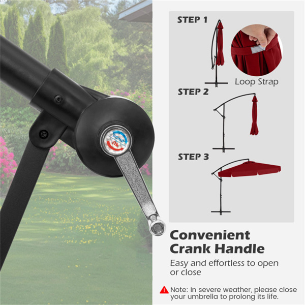 10 Feet Patio Cantilever Umbrella - Wine-7