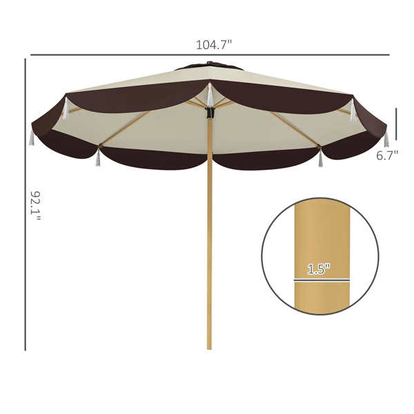 8.7 FT Elegance Patio Umbrella, UPF 50+ Outdoor Market Umbrella with 8 Ribs, Beige -3