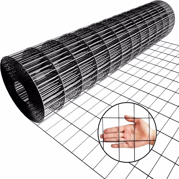 60inch x 50ft Black Vinyl Coated Hardware Cloth 2" X 4" 16Ga Welded Wire Mesh fence, PVC Coated Welded Chicken Wire Fencing, Metal Garden Plant Fencing, for Chicken Coop and Home Improvement -2