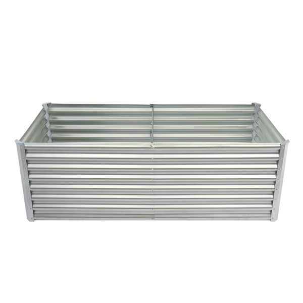 1PC 6*3*2FT 拼接式方形镀锌板 银色 铁种植-1