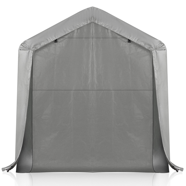 8X12FT  深灰色  4围  三间式框架   汽车棚 灰色喷塑铁管 25mm管径 140G PE布 储物棚 3围1门-10