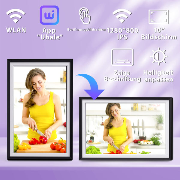 带有WiFi照片传输功能的数码相框。数码图片相框，分辨率为1280x800像素，32GB存储，具有Uhale照片/视频分享功能的电子相框。-5